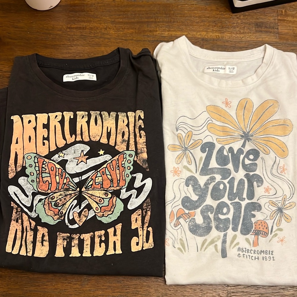 Two Abercrombie & Fitch logo t-shirts